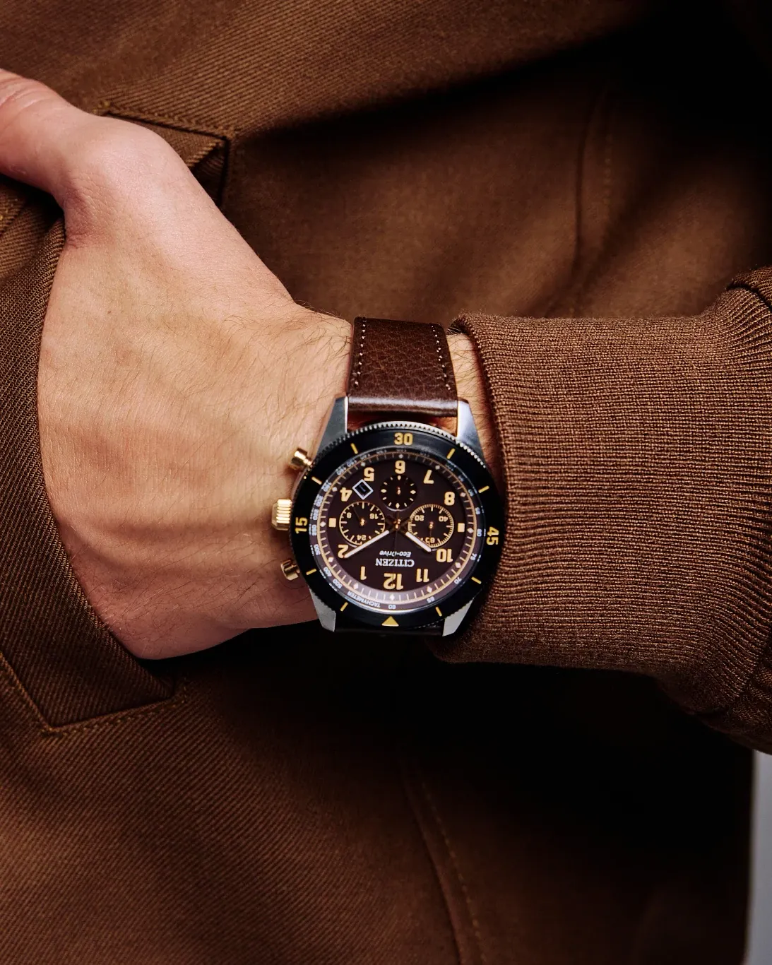 Terra Force Brown Dial Leather Strap CA4746-08X | CITIZEN